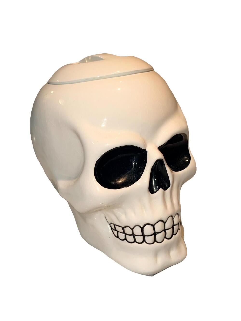 Skull Ceramic Large Cookie Jar 2008 Target 9" Skeleton Halloween Gothic Hardcore